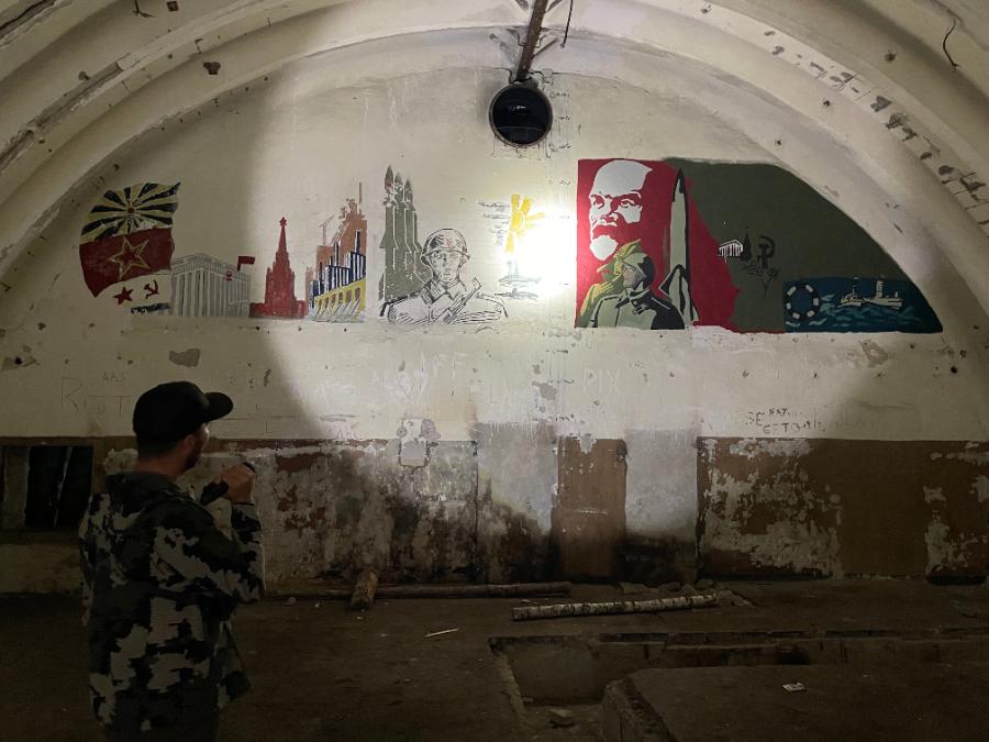 Soviet nuclear missile bunkers with communist graffiti in the hunting area